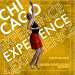 dancer poses over a yellow background with text surrounding them 