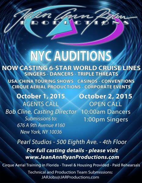 New York City - Auditions - Singers, Dancers, Triple Threats