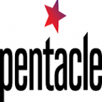 Pentacle logo in black font with red star