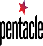 Pentacle logo in black font with red star