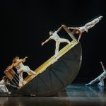 Diavolo's iconic rocking boat structure with performers