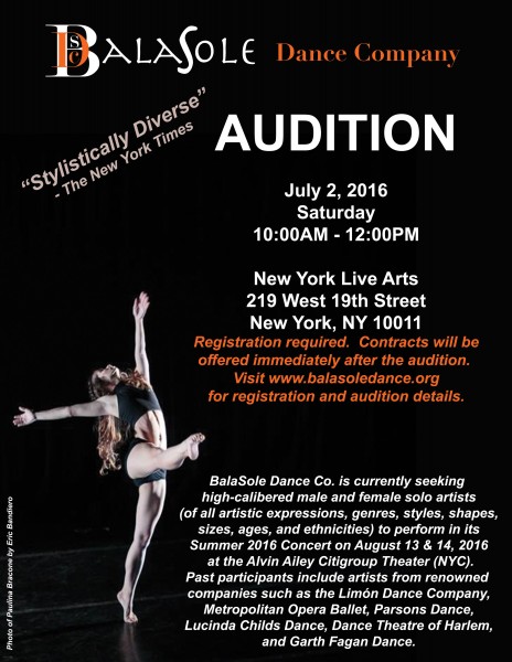 Audition - NYC - BalaSole Dance Company