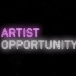 Neon lettering in pink and white that says Artist Opportunity