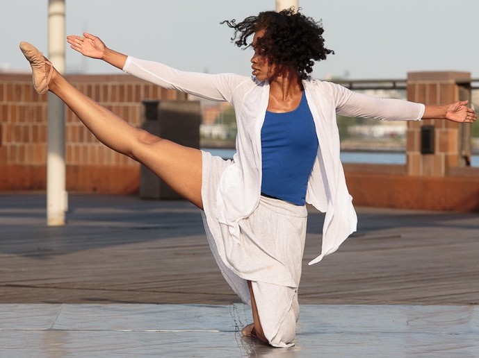 Dancer in white and blue