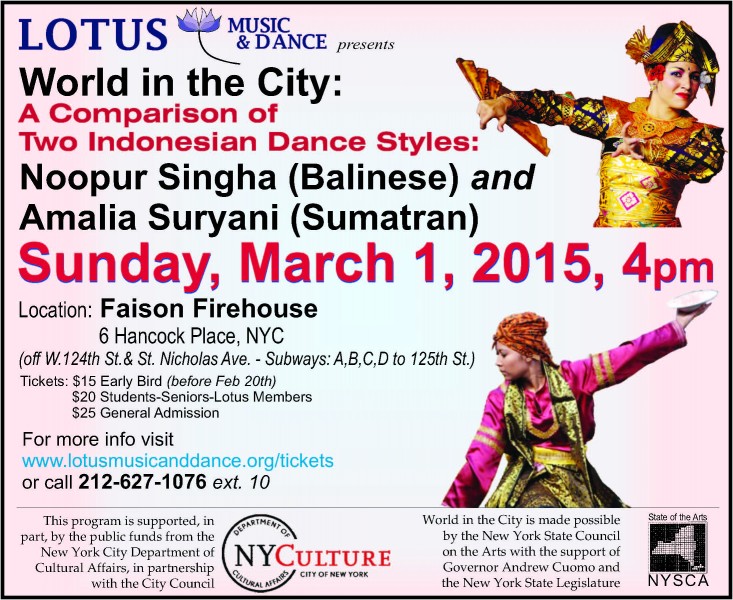 World in the City: A Comparison of Two Indonesian Dance Style: Noopur Singha Balinese & Amalia Suryani Sumatran