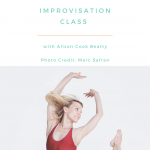 Graphic with class information and photo of Alison Cook Beatty dancing.
