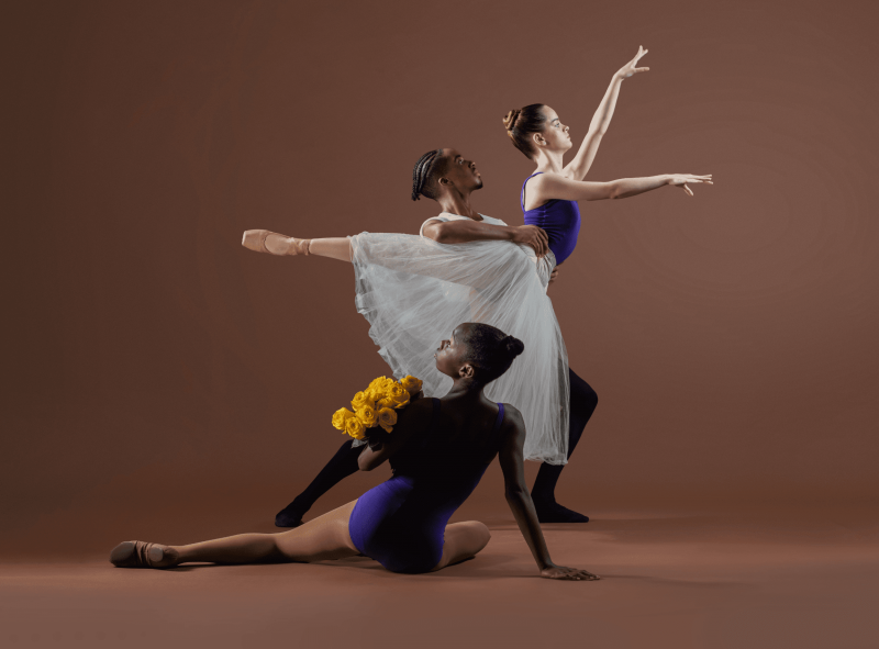 Three Posed Young Ballet Dancers 