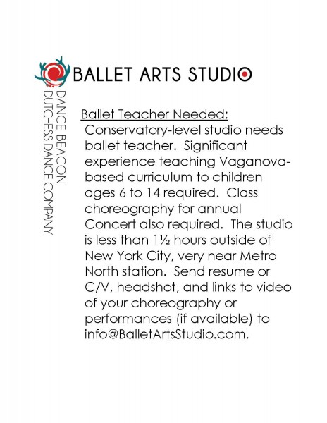 Experienced Ballet Teacher Needed