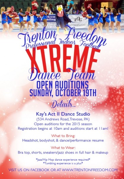 Dancers for the XTREME Dance Team of The Trenton Freedom Professional Indoor Football Team