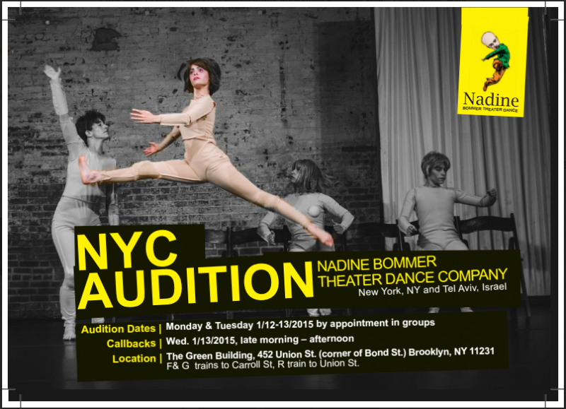 Nadine Bommer Theater Dance, NYC, seeks adventurous professionals