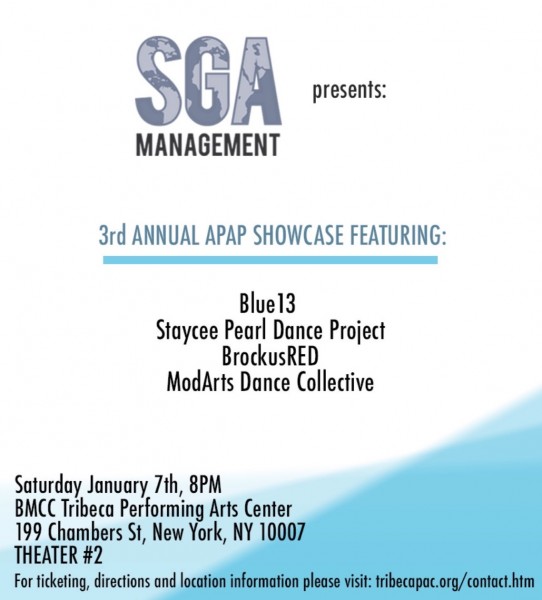 SGAManagement Presents 3rd Annual APAP Showcase featuring: Blue13; Staycee Pearl Dance Project; BrockusRED and ModArts Dance 