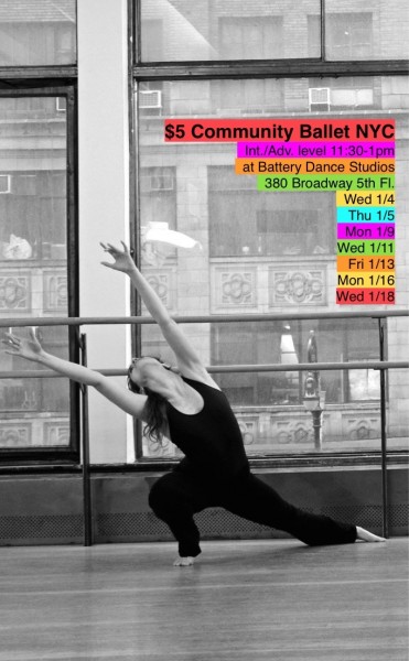 $5 Intermediate Advanced Ballet Classes this January