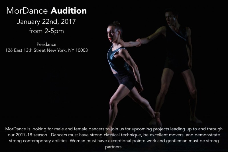 Audition January 22nd, 2017 from 2-5pm at Peridance 126 East 13th Street New York, NY 10003