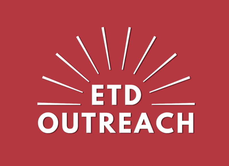 Words read "ETD Outreach" on red background