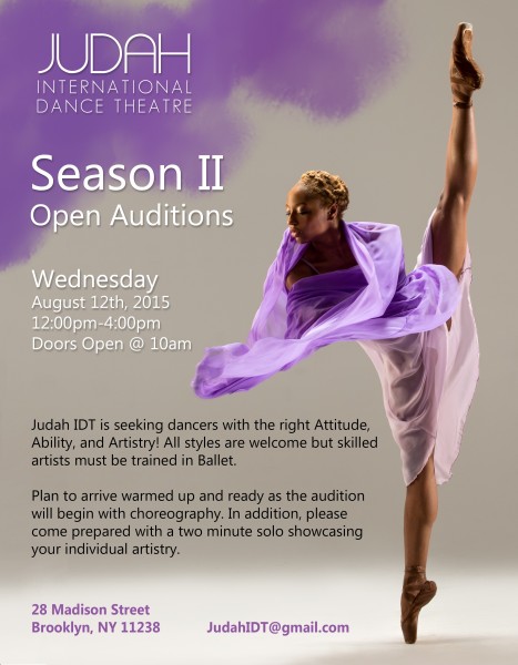 OPEN AUDITION-Judah International Dance Theatre-8/12/15